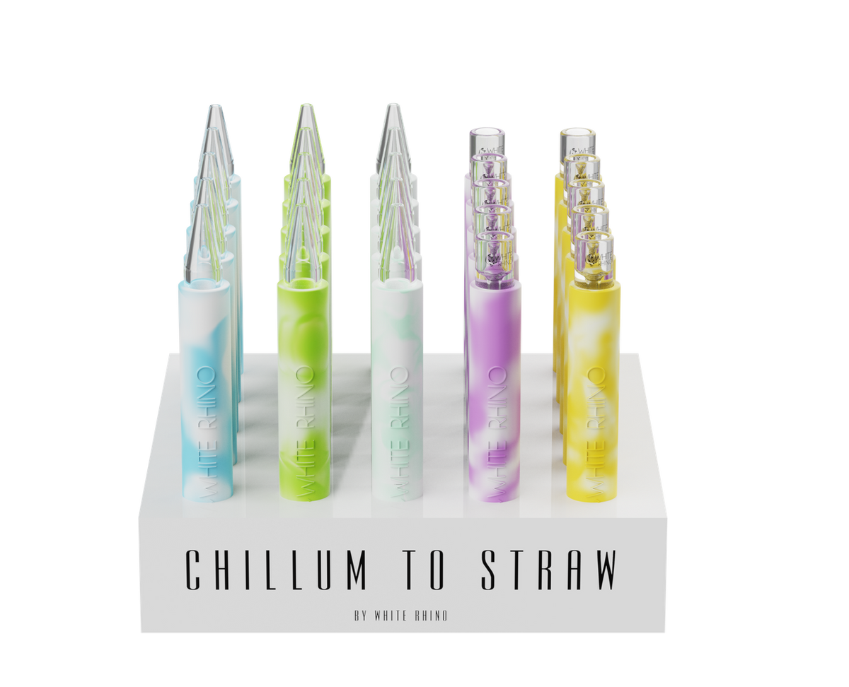 White Rhino Chillum to Straw Glow in the Dark - 25CT DISPLAY