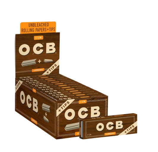 OCB Papers + Tips Unbleached Virgin 1 1/4"  Size 24 CT
