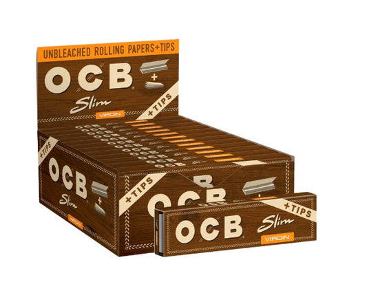 OCB Papers + Tips Unbleached Virgin Slim Size 24 CT