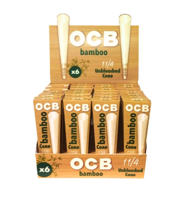 OCB Cones Bamboo Unbleached 1 1/4" Size 6 Pack 32 CT