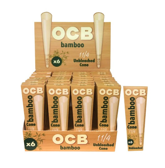 OCB Cones Bamboo Unbleached 1 1/4" Size 6 Pack 24 CT