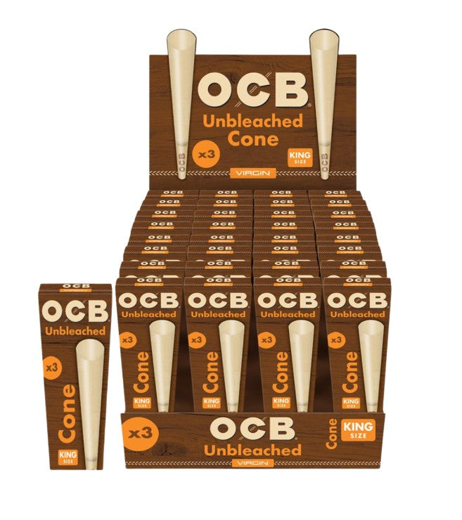 OCB Cones Virgin Unbleached King Size 3 Pack 32 CT
