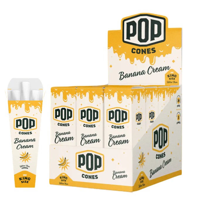 Pop Cones Ultra Thin Banana Cream King Size 3 Pack 24 CT