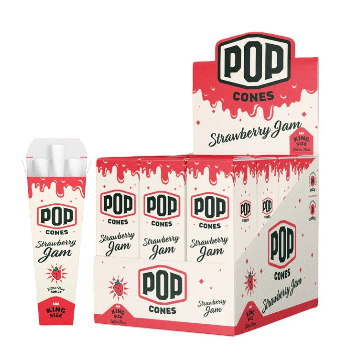 Pop Cones Ultra Thin Strawberry Jam King Size 3 Pack 24 CT