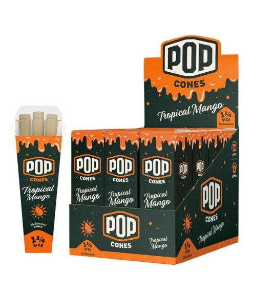Pop Cones Unbleached Tropical Mango 1 1/4" Size 6 Pack 24 CT
