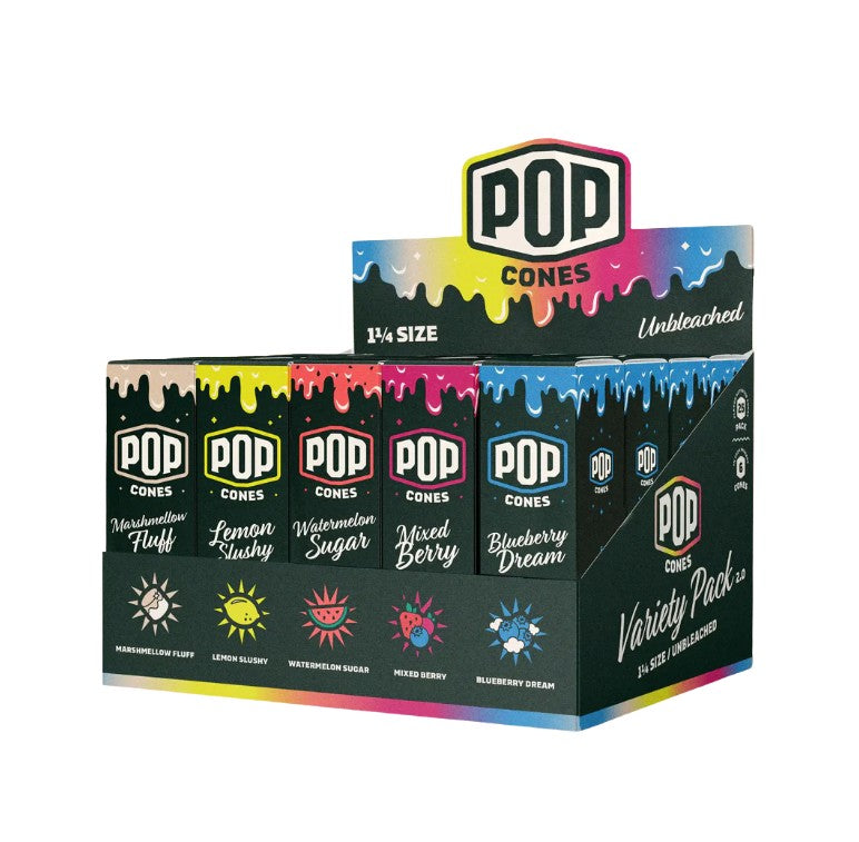POP CONES 2.0 Unbleached Variety Pack 1 1/4" Size Cones 6 Pack 25 CT