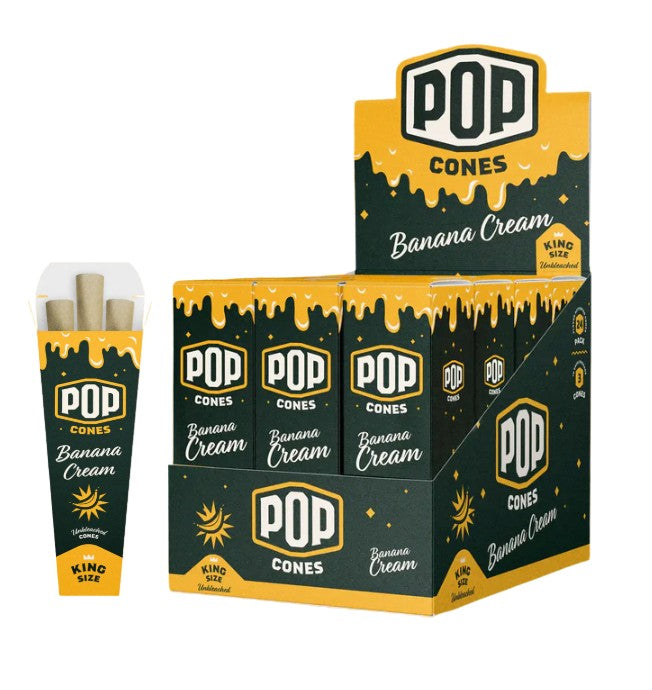 Pop Cones Unbleached Banana Cream King Size 3 Pack 24 CT