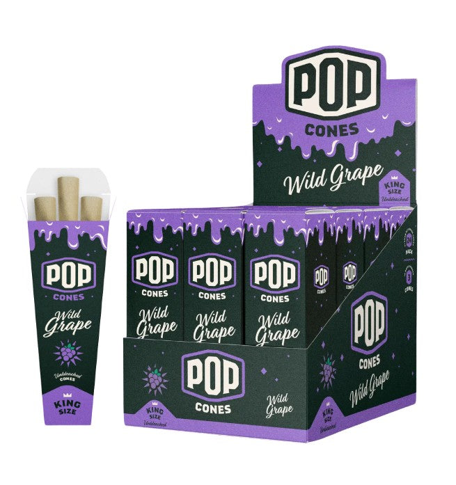 Pop Cones Unbleached Wild Grape King Size 3 Pack 24 CT