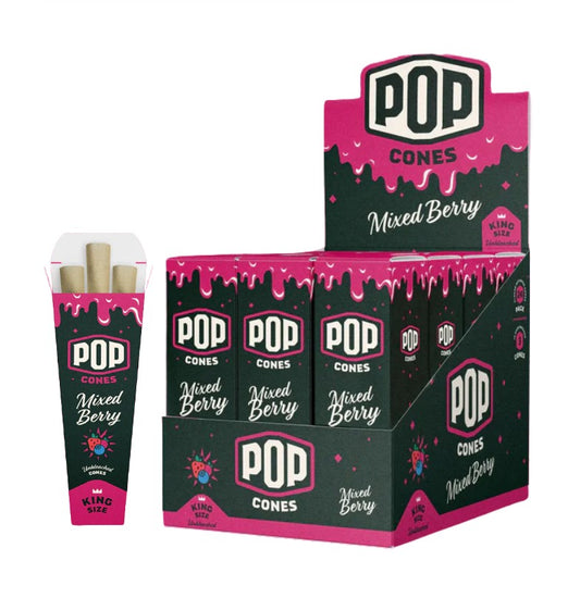 Pop Cones 2.0 Unbleached Mixed Berry King Size 3 Pack 24 CT