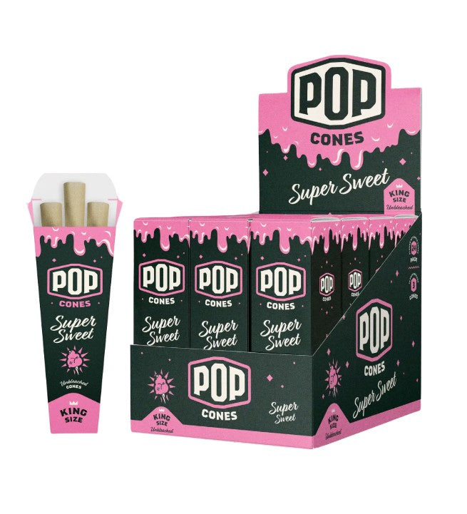 Pop Cones Unbleached Super Sweet King Size 3 Pack 24 CT