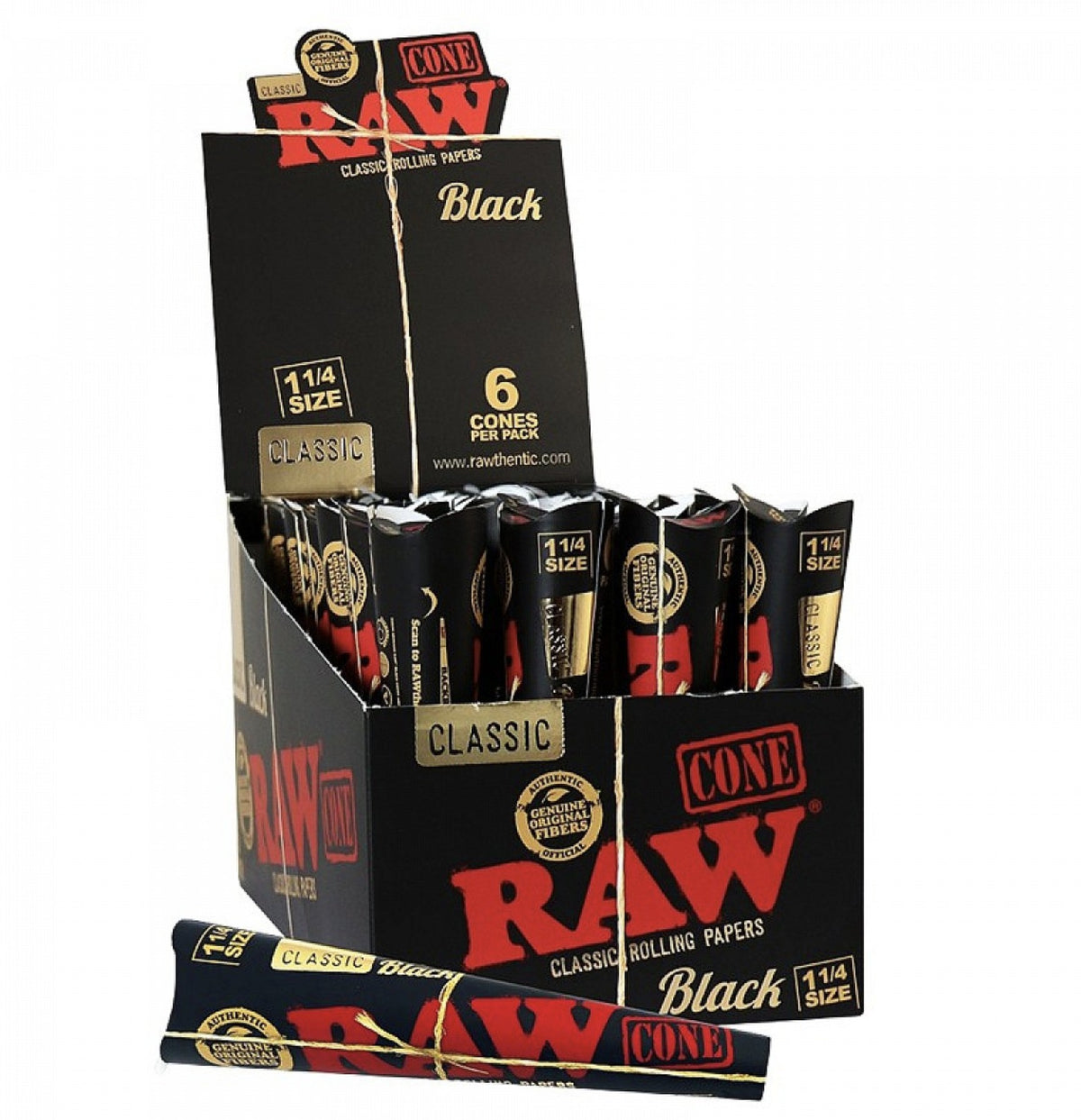 Raw Black Cones 1 1/4" Size 6 Pack 32 CT
