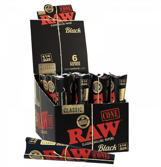 Raw Black Cones 1 1/4" Size 6 Pack 32 CT