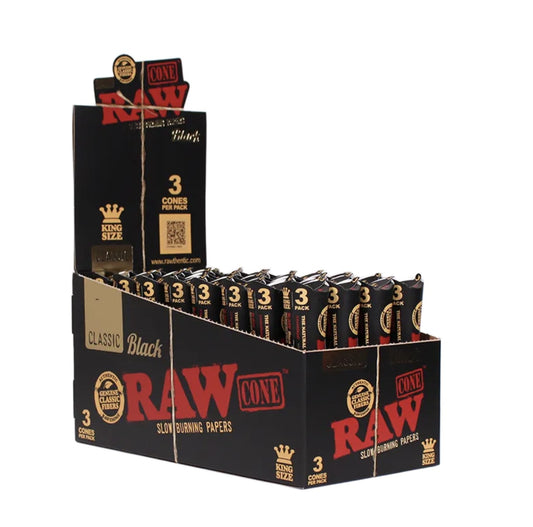 Raw Black Cones King Size 3 Pack 32 CT