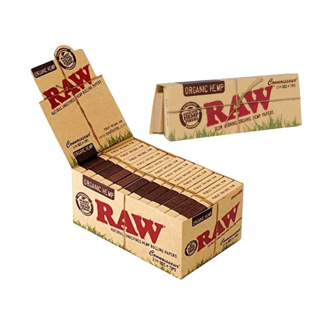 Raw Organic Connoisseur 1 1/4" Size Rolling Papers +Tips