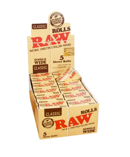 Raw Classic Papers 5 Meter Rolls Single Wide Size 24 CT