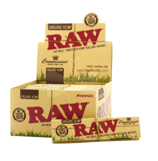Raw Organic Connoisseur King Size Slim Rolling Papers +Tips