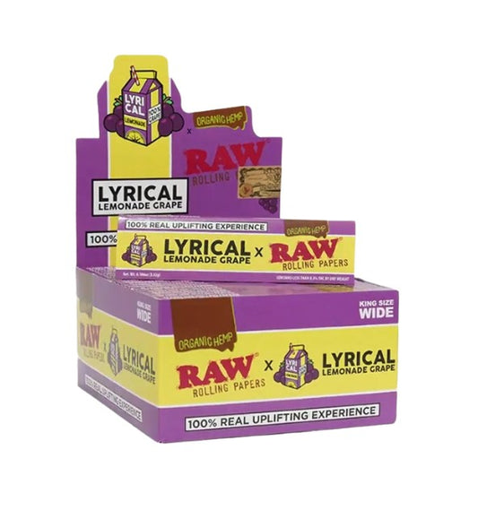 Raw Lyrical Lemonade Grape Organic Hemp Papers King Size Wide 50 CT