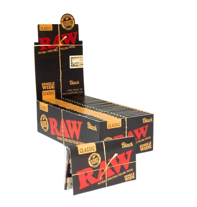 Raw Black Papers Single Wide Size 25 CT