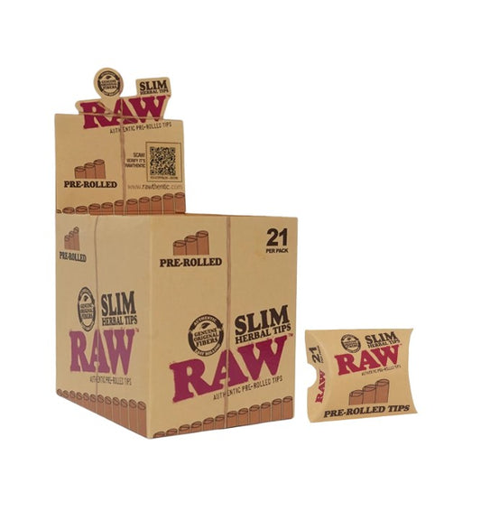 Raw Prerolled 21 PK Slim Tips 20 CT