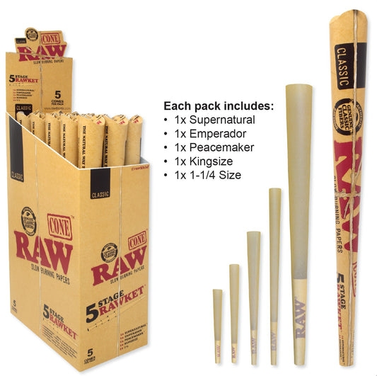 Raw Classic Cones 5 Stage Rawkit 5 Pack 15 CT