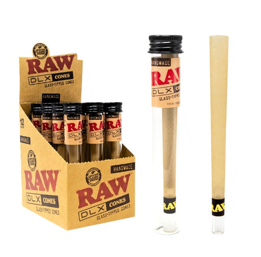 Raw DLX Glass Tipped Cones 12 CT