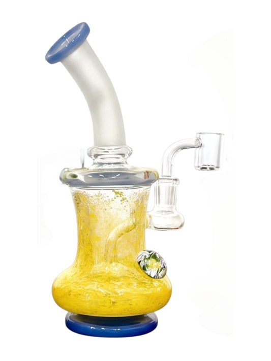 RG16 WP1008-3 9" Color Splashed Flower Embedded Marble Waterpipe Assorted Colors