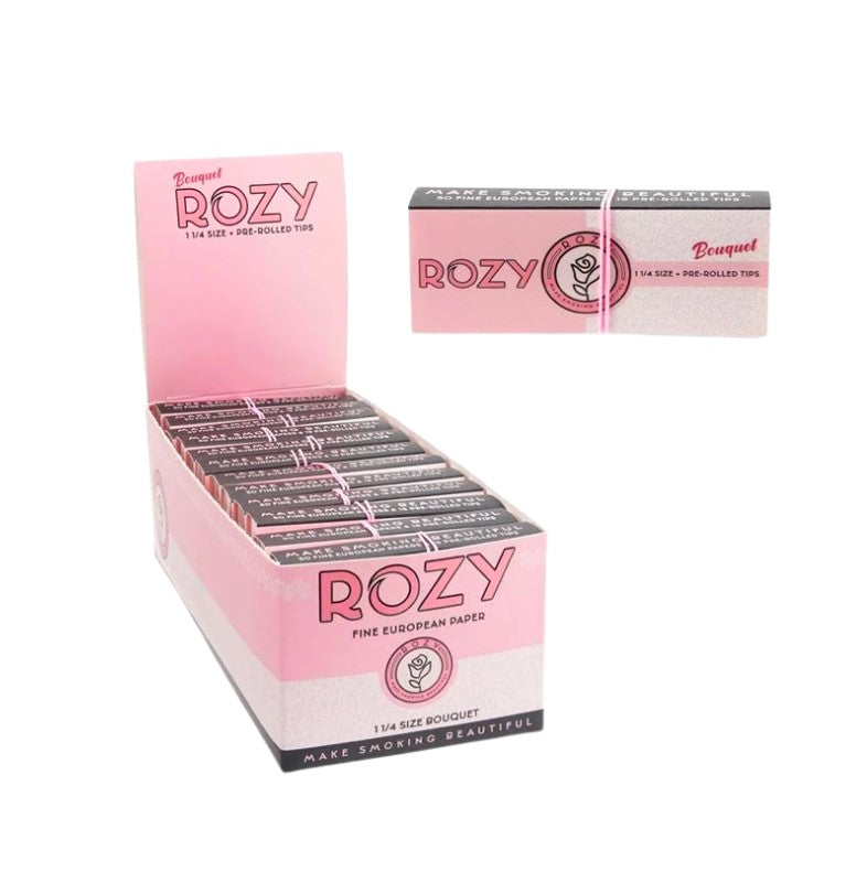 Rozy Pink Papers 1 1/4" Size + Tips  Bouquet 12 CT
