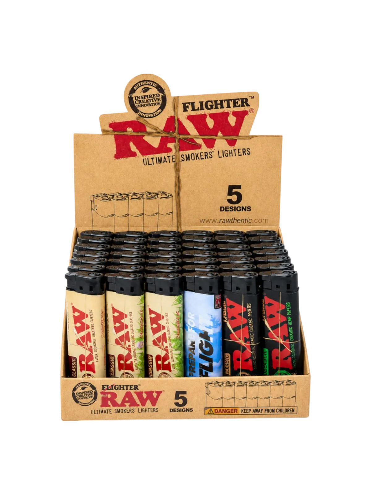 RAW Lighter Refillable Multi-Pack Fighter 30CT Display