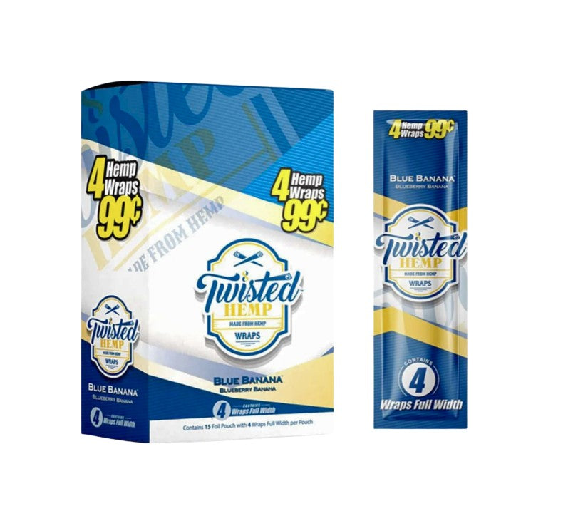 Twisted Hemp Wraps Blue Banana 4 Pack 15 CT