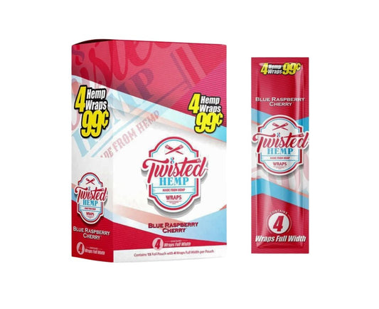 Twisted Hemp Wraps Blue Raspberry Cherry 4 Pack 15 CT