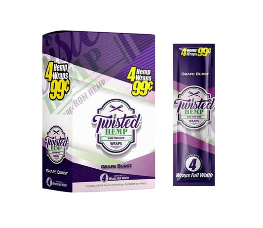 Twisted Hemp Wraps Grape Burst 4 Pack 15 CT