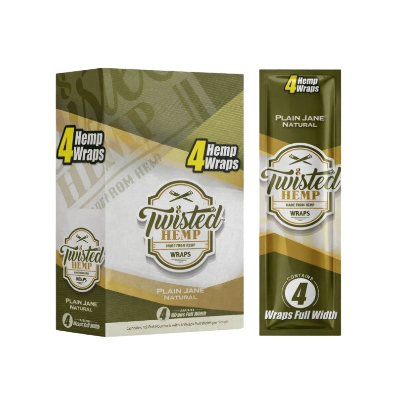 Twisted Hemp Wraps Plain Jane Natural 4 Pack 15 CT
