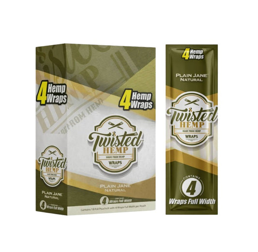 Twisted Hemp Wraps Plain Jane Natural 4 Pack 15 CT