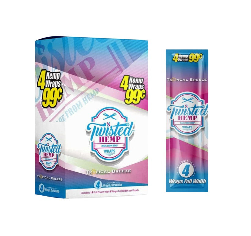 Twisted Hemp Wraps Tropical Breeze 4 Pack 15 CT