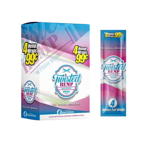 Twisted Hemp Wraps Tropical Breeze 4 Pack 15 CT