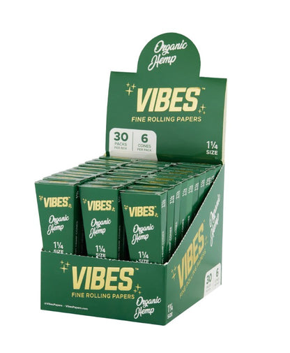 Vibes 1 1/4" Size Preroll Cones 6 Pack 30 CT