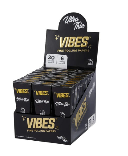 Vibes 1 1/4" Size Preroll Cones 6 Pack 30 CT