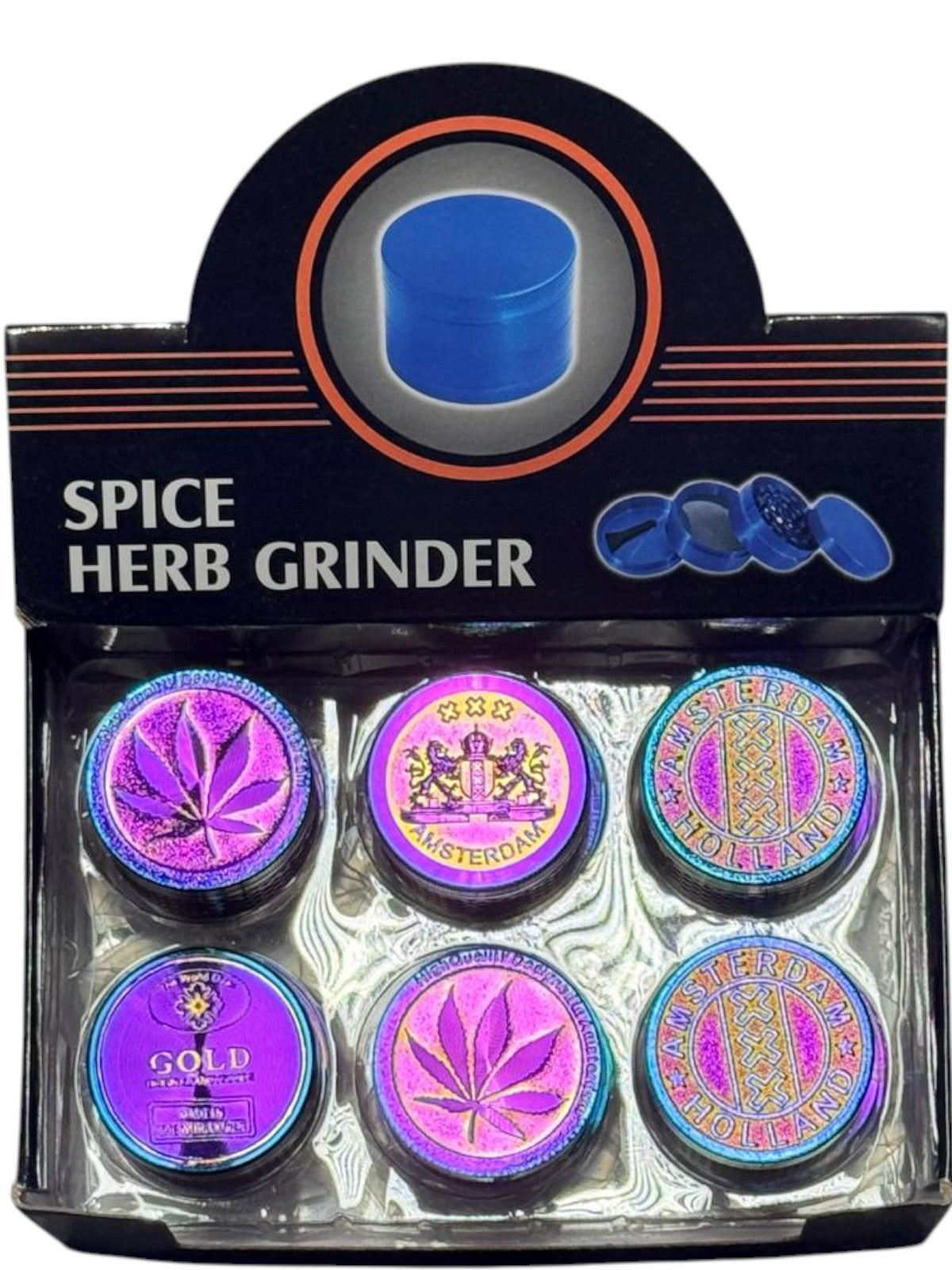 JZQ0027-3 32MM RAINBOW LEAF GRINDERS (12CT DISPLAY)