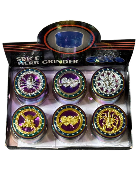 JZQ0027-4 63MM 3D DESIGNED RAINBOW GRINDERS 6CT