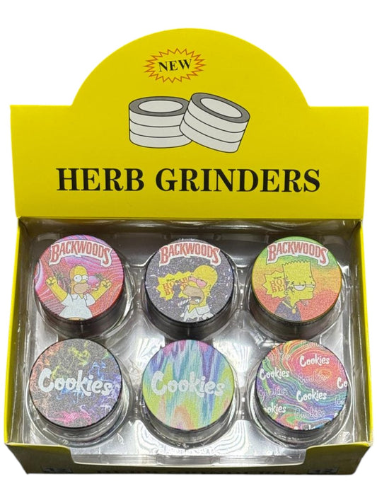 JZG0002 50MM ASSORTED DESIGNS GRINDERS (12CT DISPLAY)