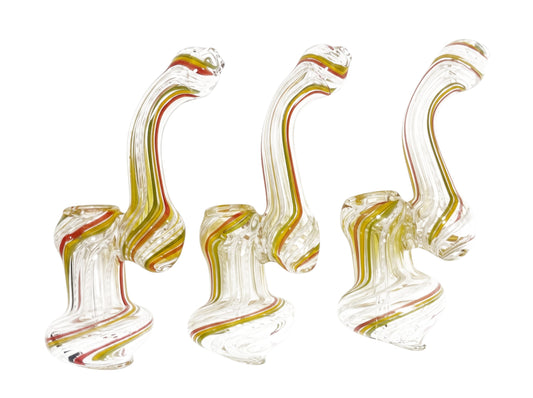 BUB7 7" Rasta Fumed Ribbon Bubbler 5ct
