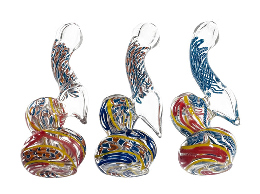 BUB11 7" Multi Color Twisting Swirl Bubbler 5ct