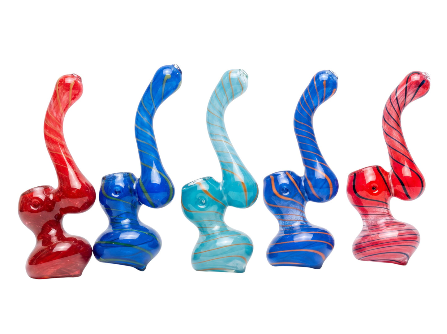 BUB12 5" Solid Color Twisting Line Bubbler 5ct
