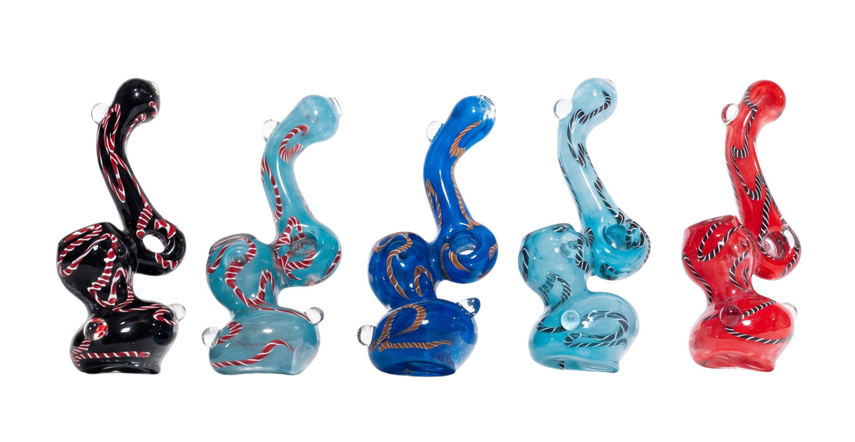 BUB18 6" Swirly w/ Donut Hole Bubbler 5ct