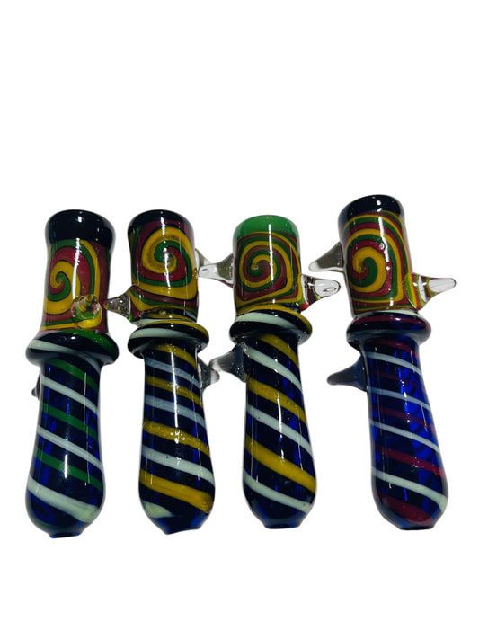 CH24 4" Multi Colored Spiral Dicro Chillum 5ct
