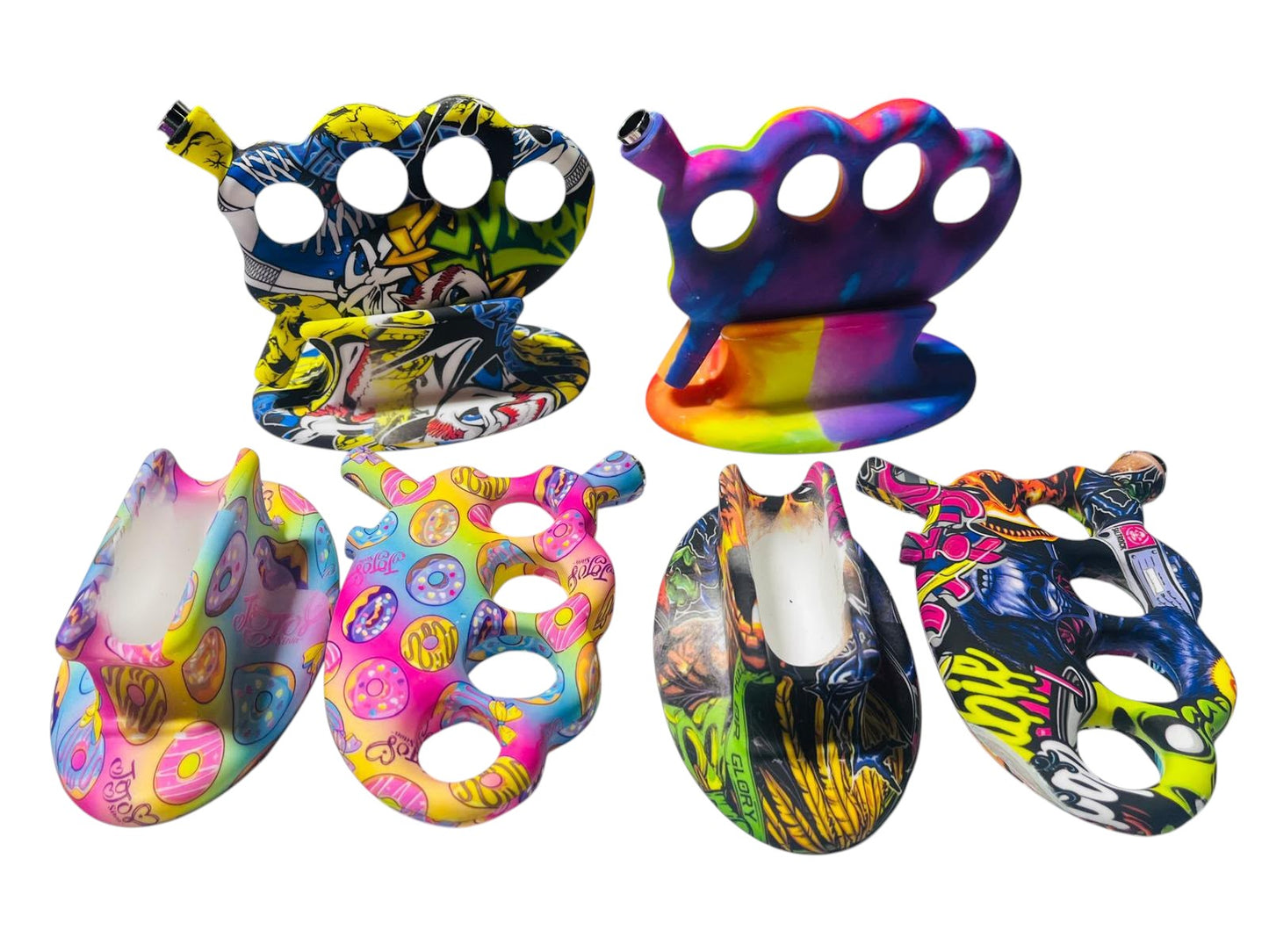 SHP11 Brass Knuckle Shaped Silicone Handpipe