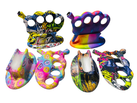 SHP11 Brass Knuckle Shaped Silicone Handpipe
