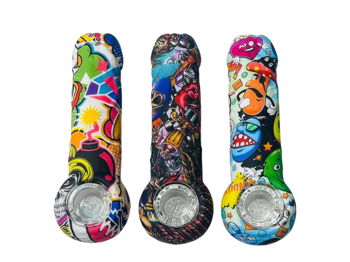 SHP18 Assorted Deigns Silicone Handpipe 5ct