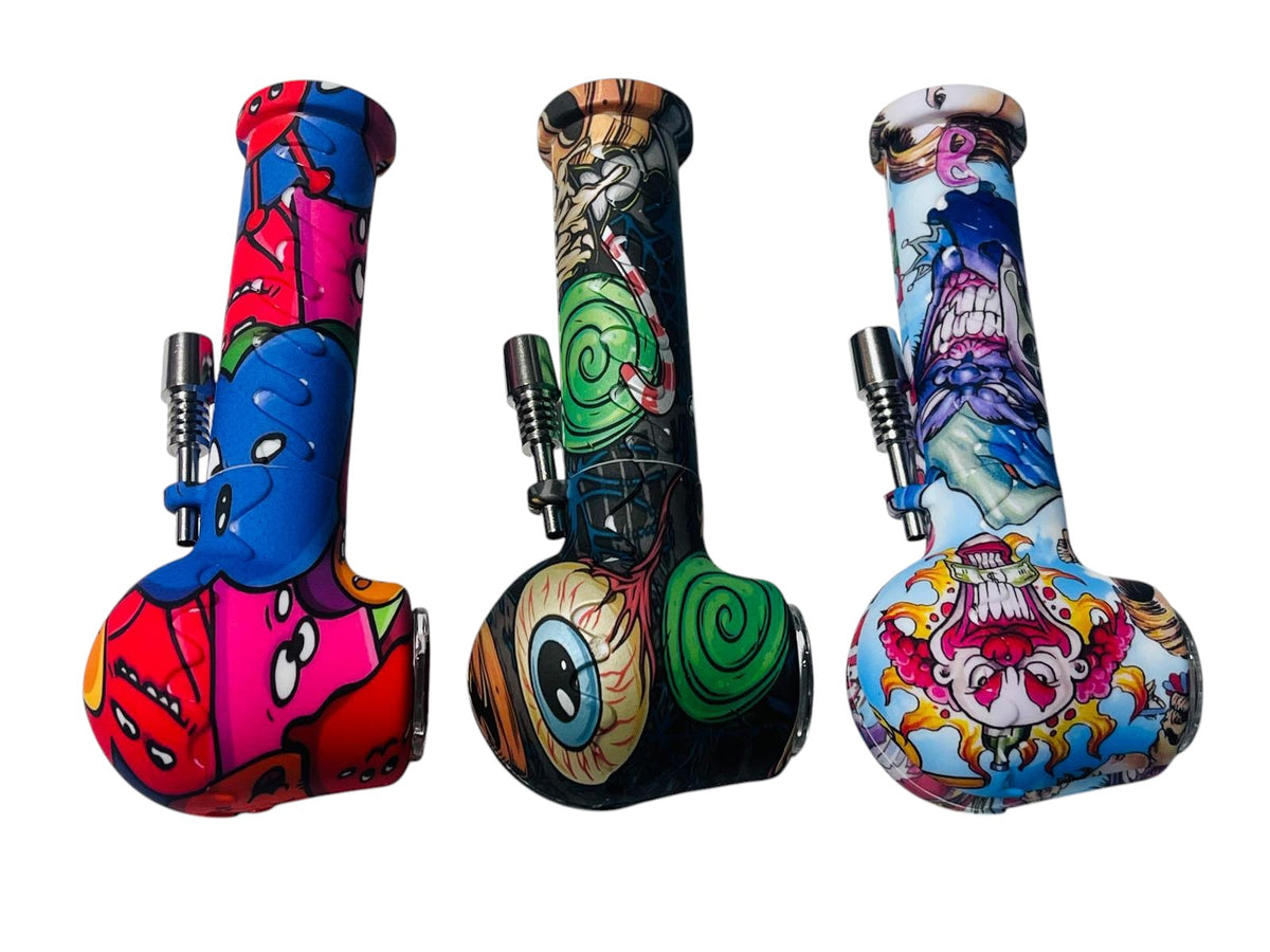 SHP14 2in1 Assorted Designs Silicone Handpipe
