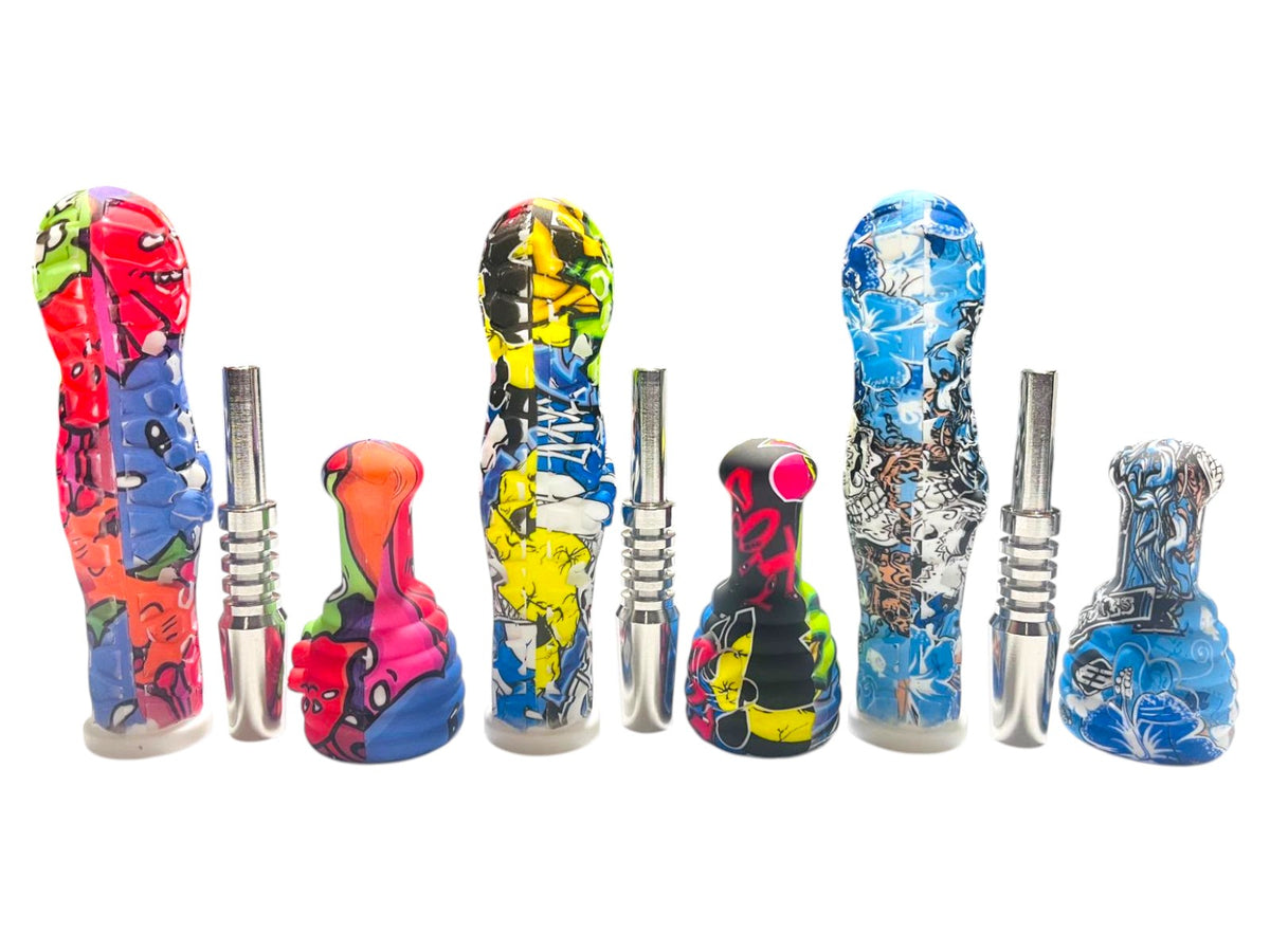 SNC16 Assorted Design Bee w/ Top Silicone Nectar Collector 5ct